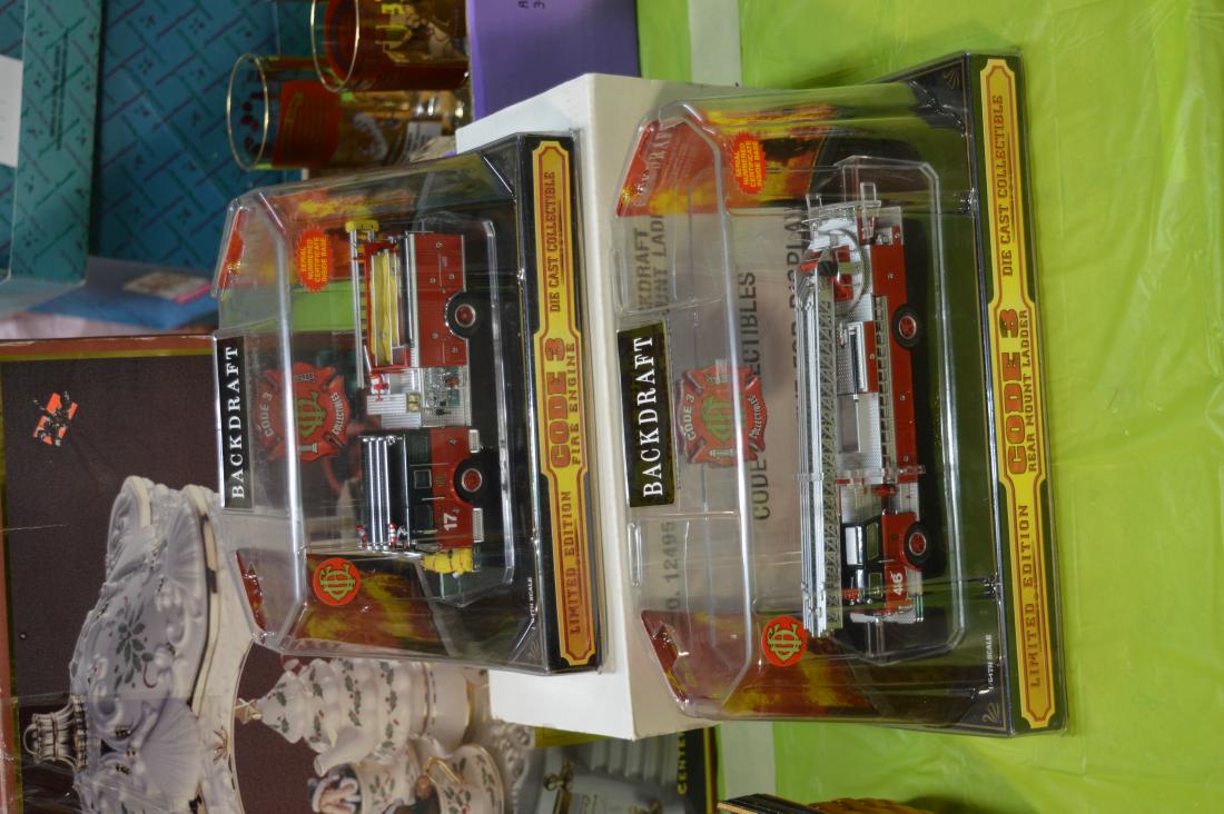 Two Code 3 diecast fire trucks: Two Code 3 diecast fire trucks