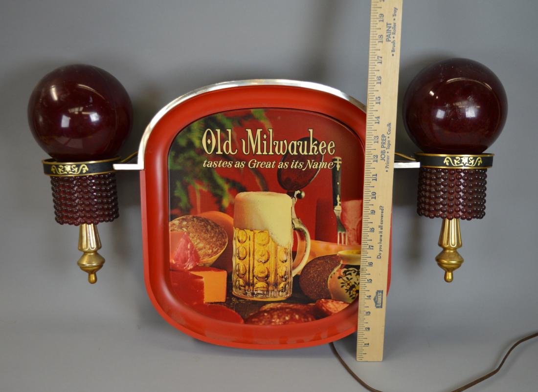Old Milwaukee Beer Lit Sign with Sconces: Old Milwaukee Beer Lit Sign with Sconces