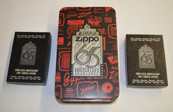 Zippo 65th Anniversary Lighter, Necklace, & Tie Tac: Zippo 65th Anniversary Lighter, Necklace, & Tie Tac