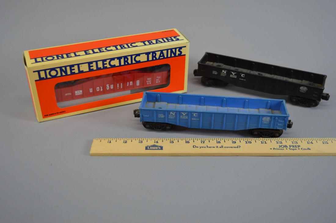 3 Lionel Gondolas New York Central & Burlington: 3 Lionel Gondolas New York Central & Burlington