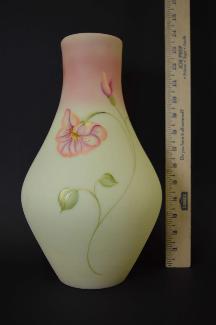 Fenton Hand Painted & Signed Burmese Glass Vase (1 of 8)