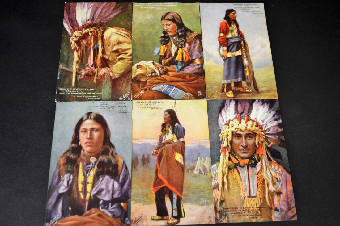 6 Raphael Tuck Native American Hiawatha Postcards (1 of 7)