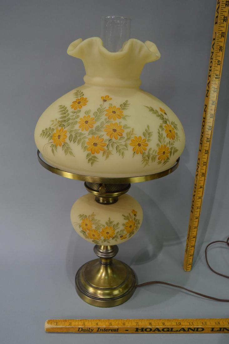Fenton Satin Art Glass Hand Painted Student Lamp (1 of 7)