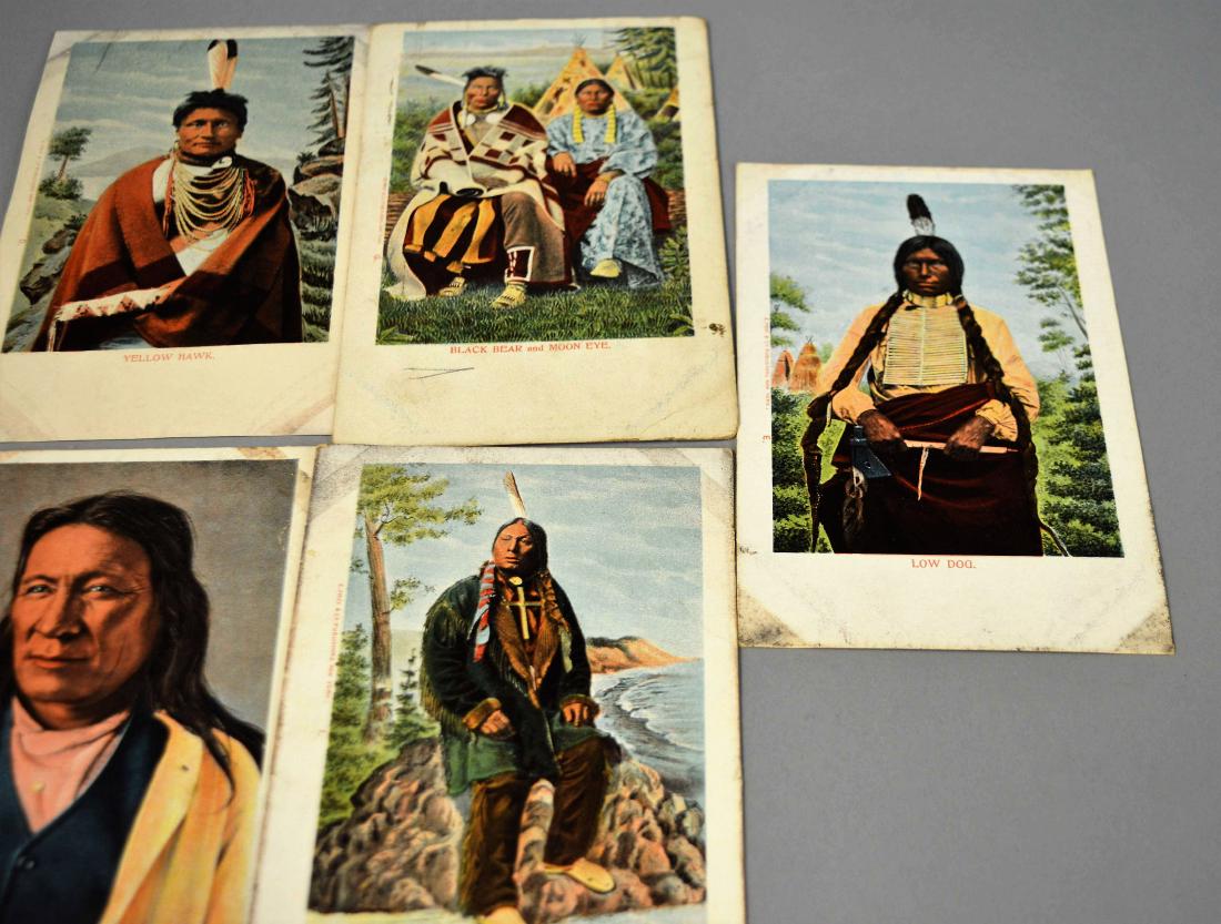 5 Antique Native American Postcards E Frey & Co.: 5 Native American postcards, published by E. Frey & Co., printed in Germany. All postally unused. Please review the images for condition and dimensions.