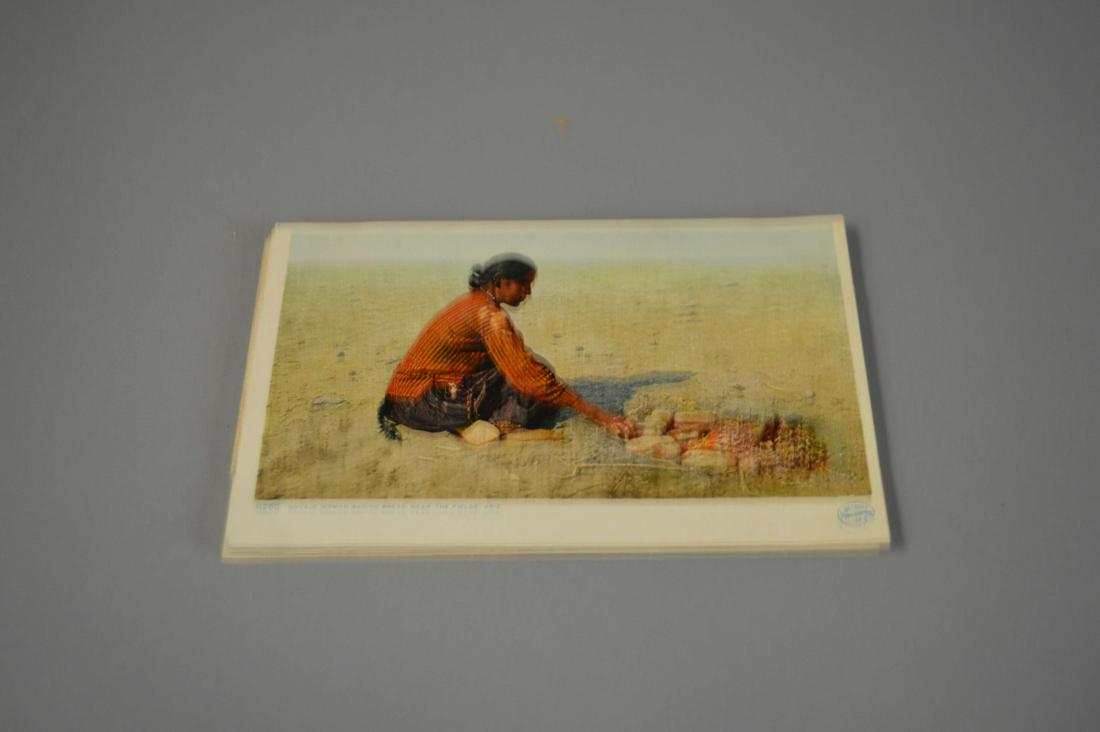 9 Antique Native American Postcards Photstint: 9 Native American postcards, "Phostint," published by The Detroit Publishing Co. All postally unused, most with writing on the back. One with heavy corner damage. Please review the images for conditio