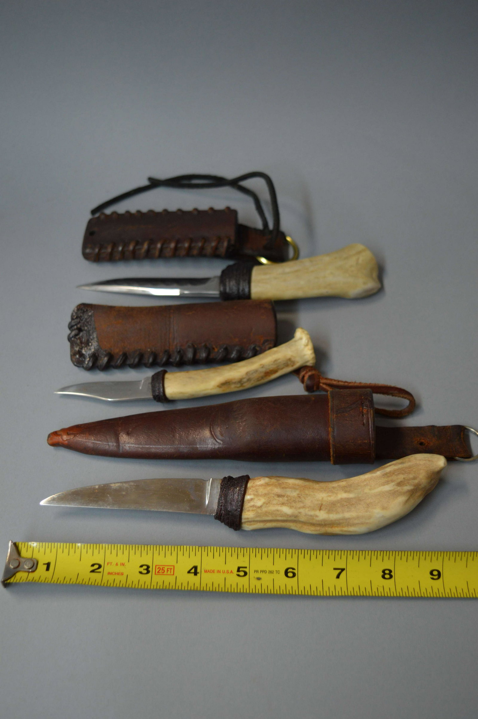 Three Antler Handled Knives: Three Antler Handled Knives