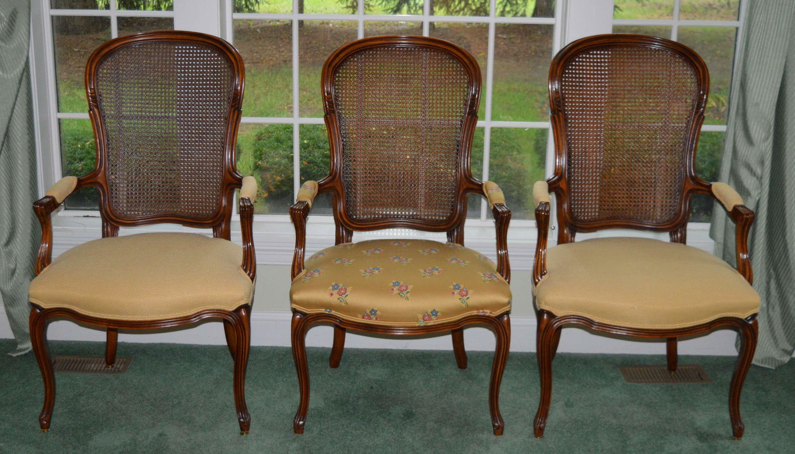 3 John Widdicomb Canework Armchairs: 3 John Widdicomb Canework Armchairs