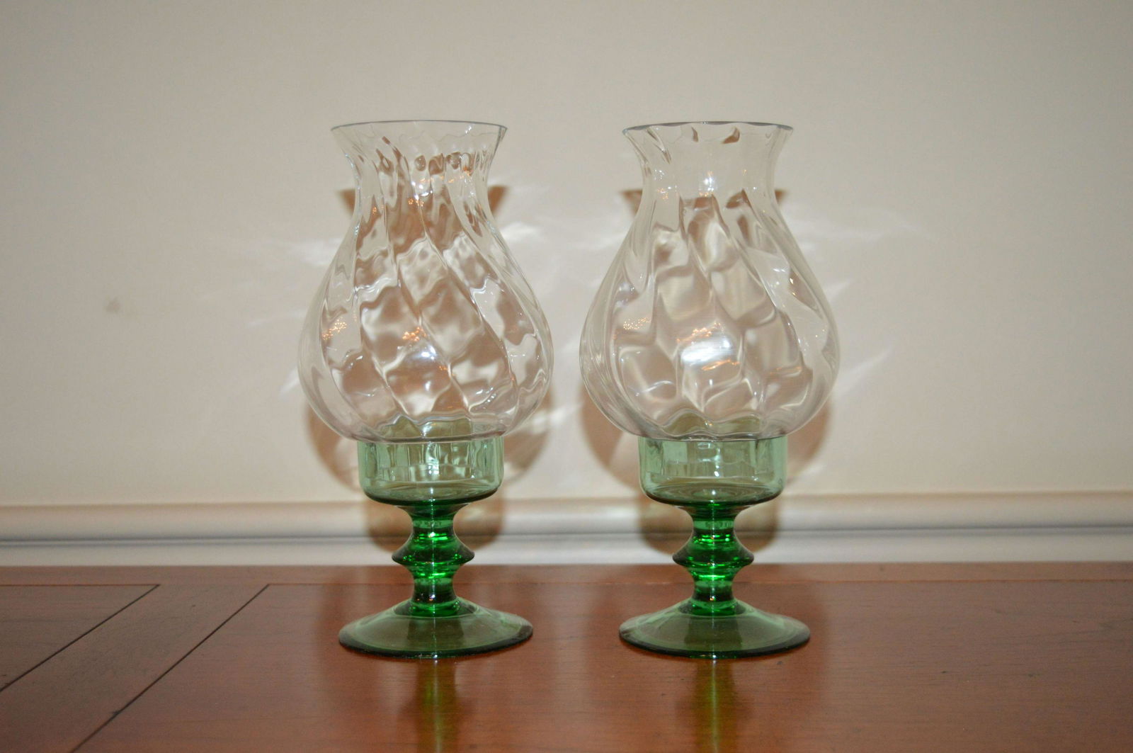Pair Elegant Glass Hurricane Candle Holders Sep 29 2019 Aaa