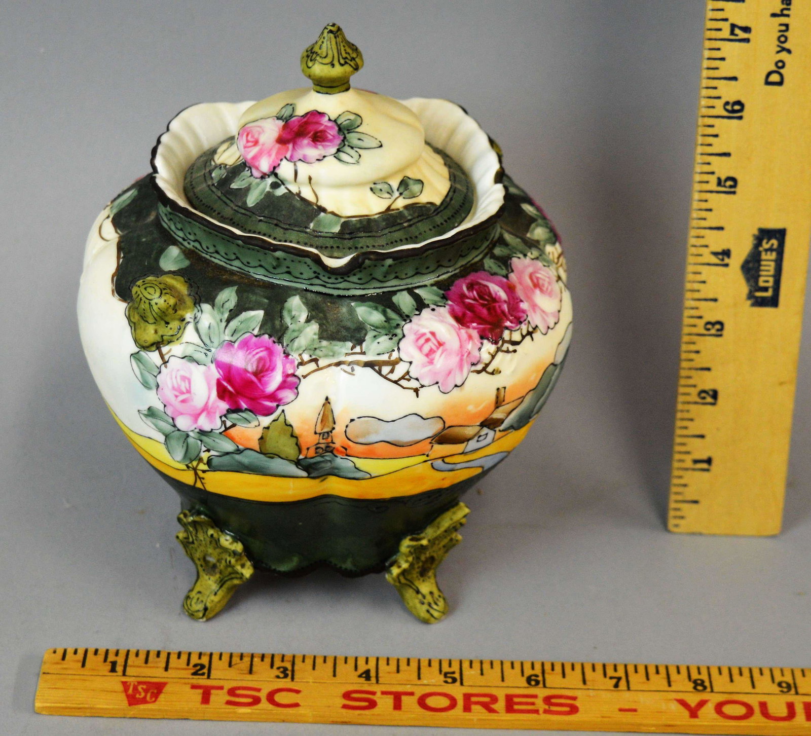 Nippon Porcelain Biscuit Jar w/Moriage: Nippon Porcelain Biscuit Jar w/Moriage