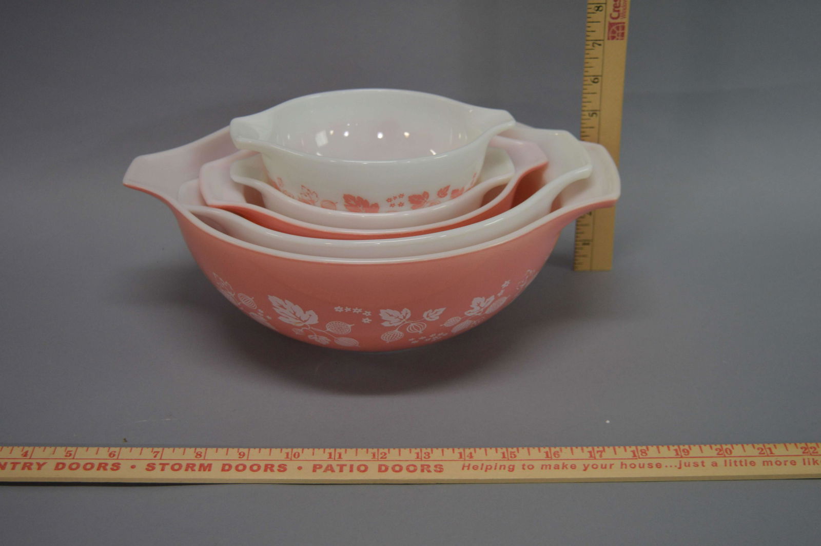5 Pyrex Gooseberry Tabbed Mixing Bowls: 5 Pyrex Gooseberry Tabbed Mixing Bowls