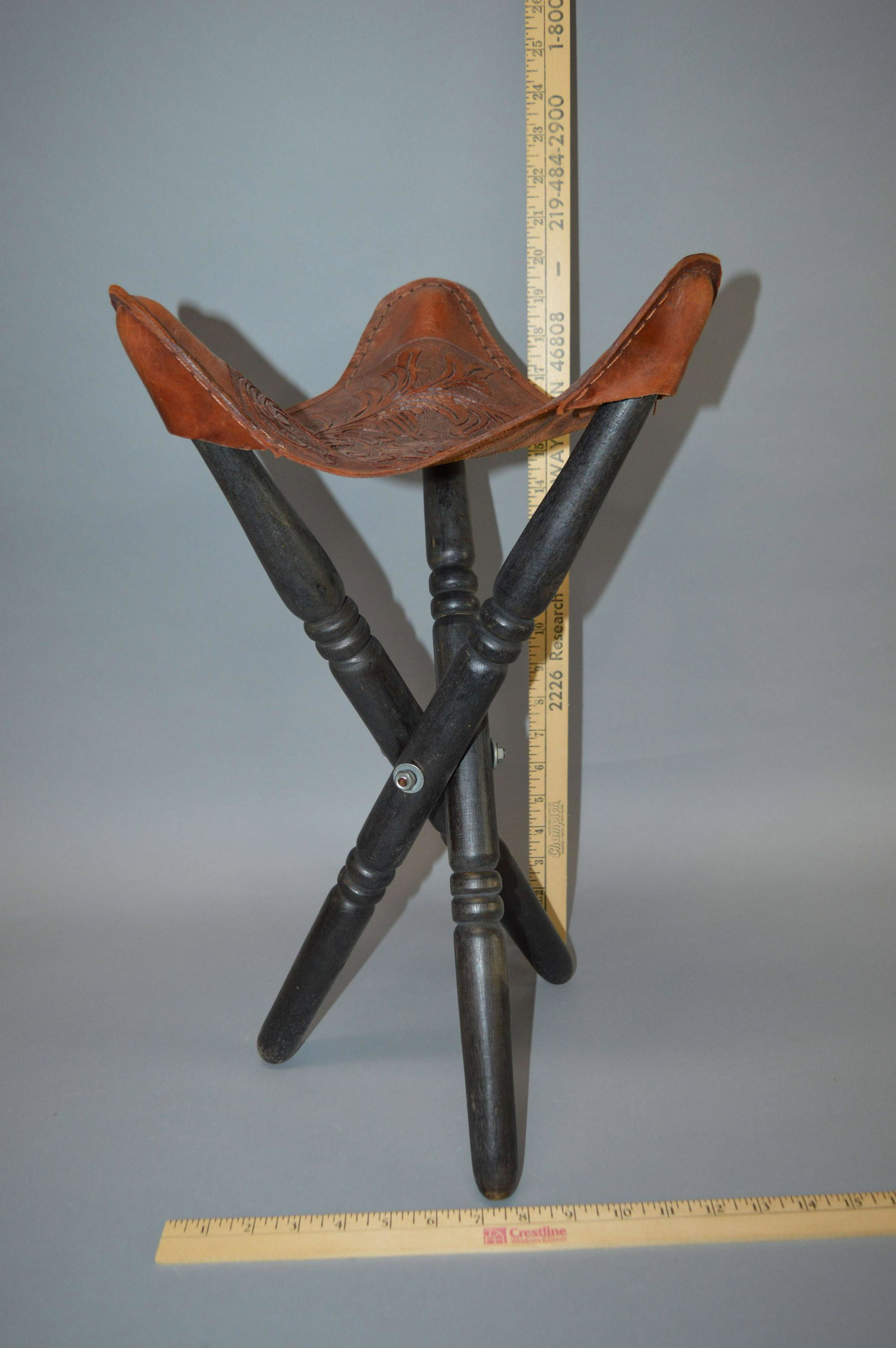 Mexican Leather & Wood Stool: Mexican Leather & Wood Stool