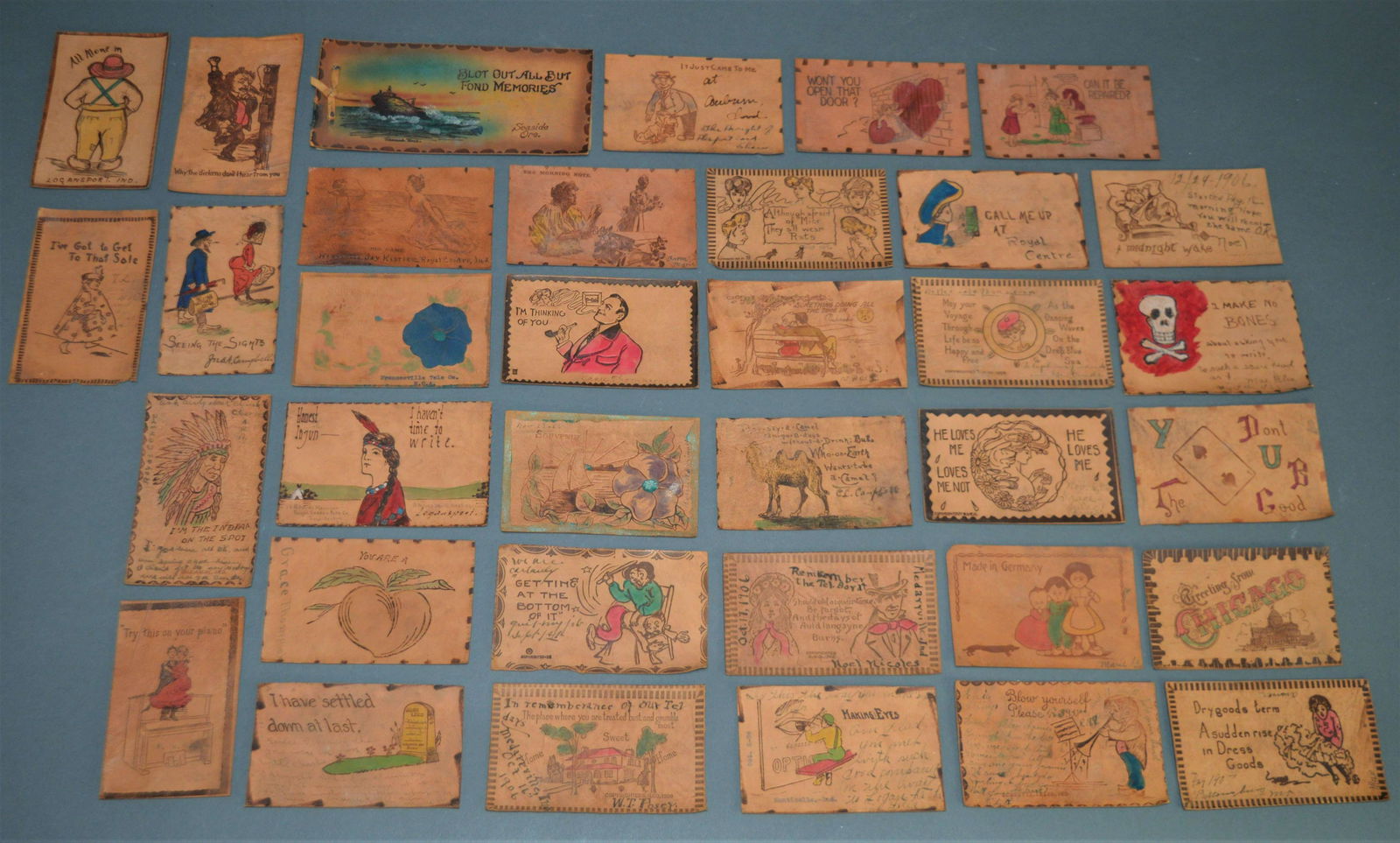 34 Antique Leather Postcards (1 of 7)