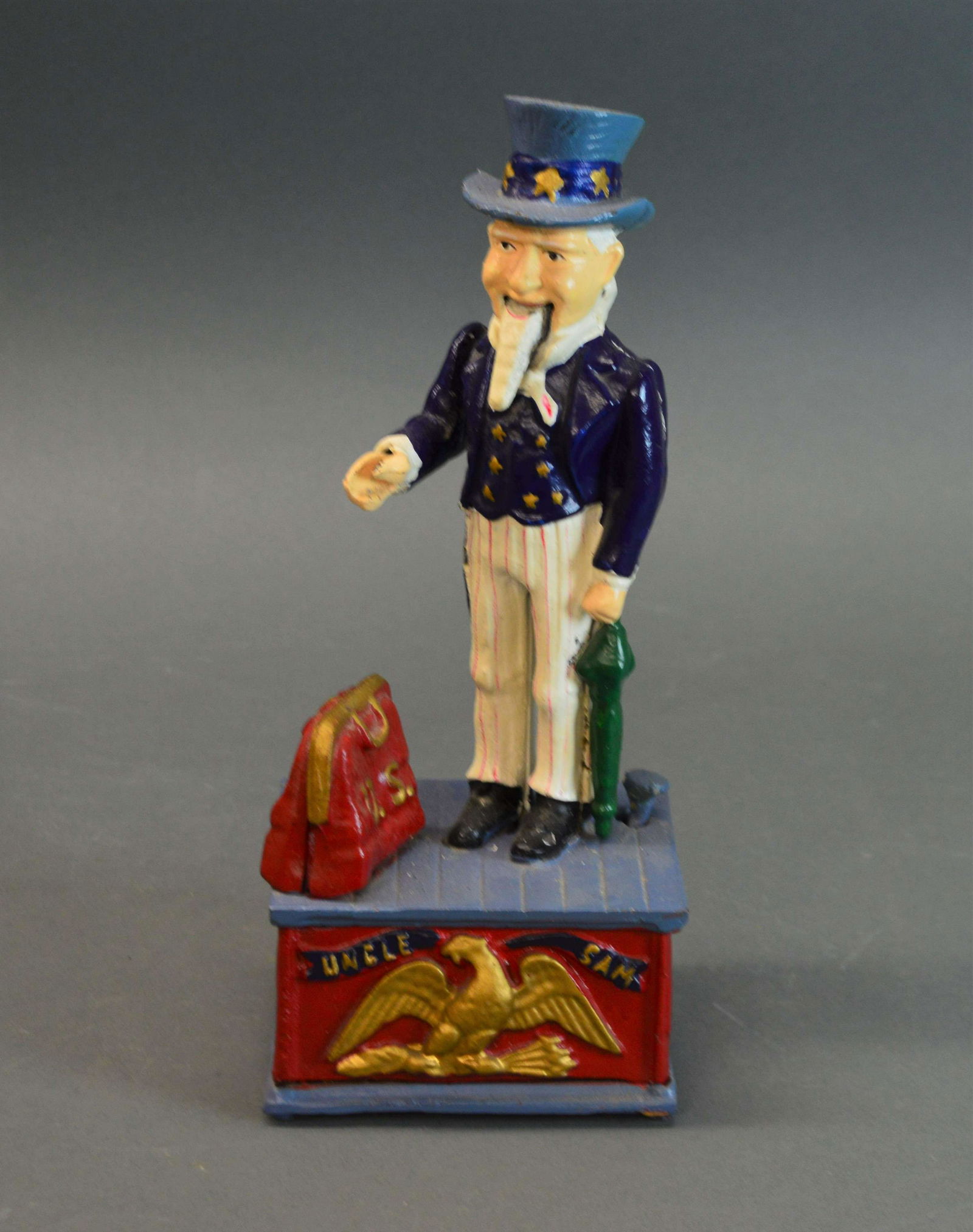 Reproduction Cast Iron Uncle Sam Mechanical Bank (1 of 4)