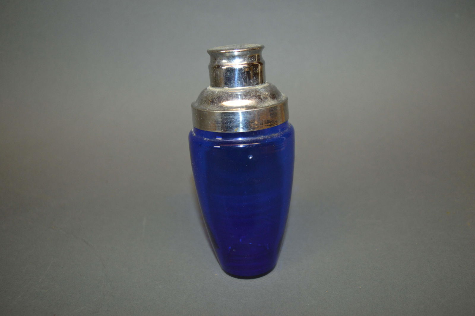 Small Cobalt Glass & Chrome Plate Cocktail Shaker (1 of 2)