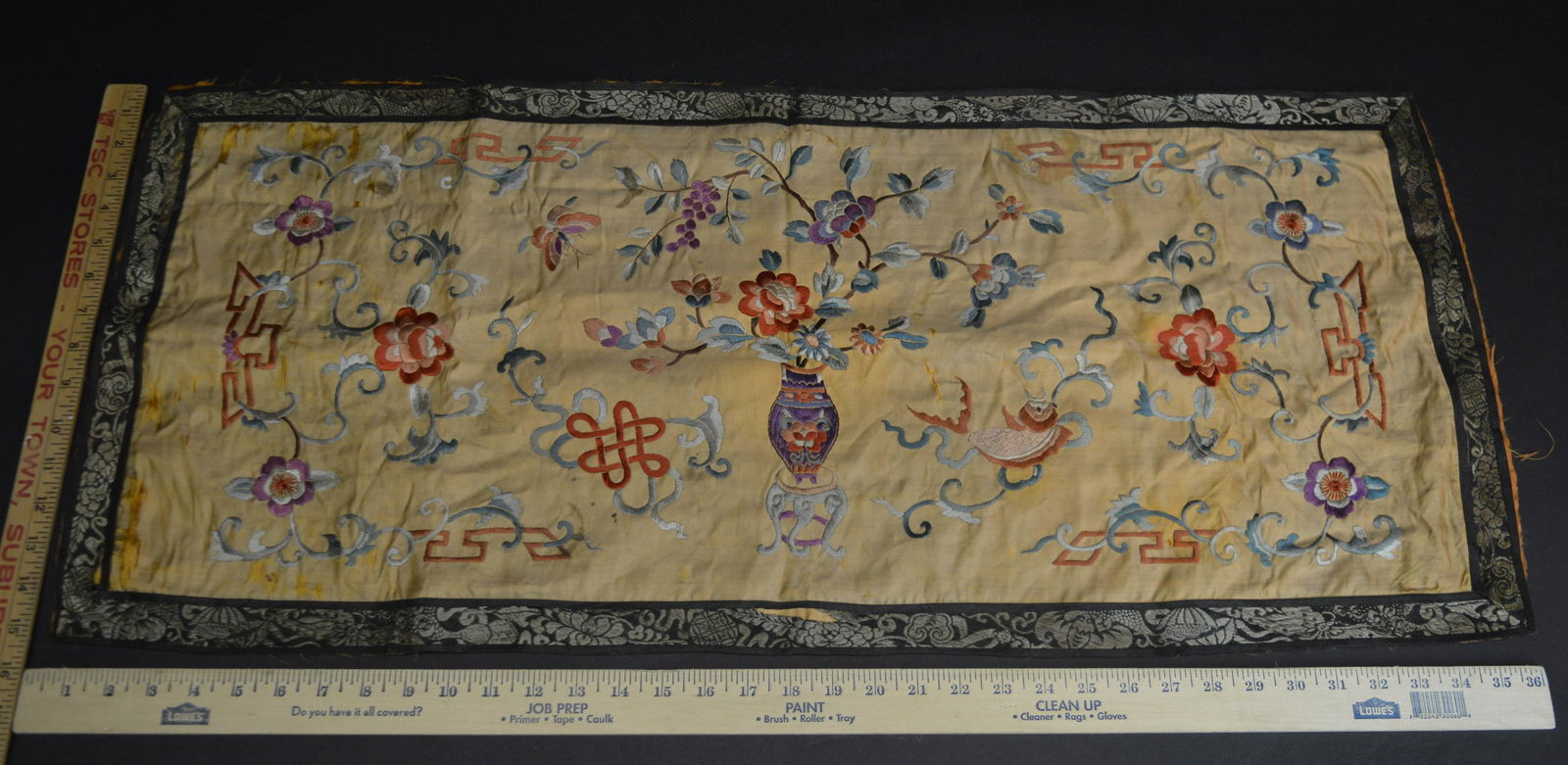 Antique Chinese Embroidered Silk Panel c.1900 (1 of 12)