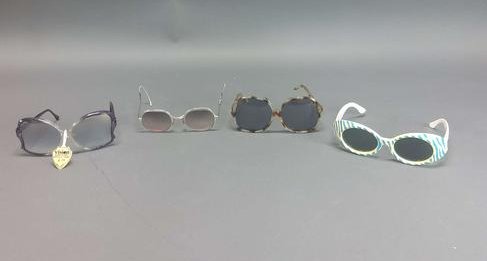 4 Vintage Fashion Sunglasses Italy Foster Grant: 4 vintage fashion sunglasses, including Italy, Korea, and Foster Grant.