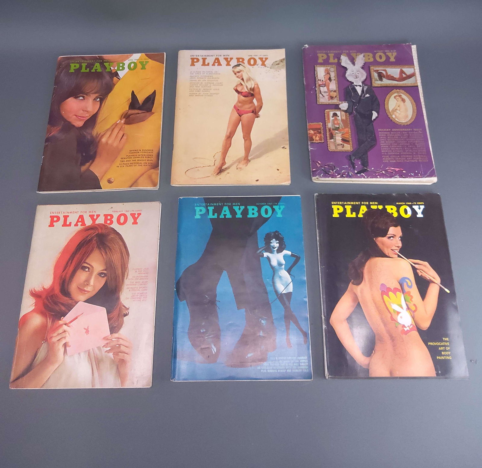 6 Playboy Magazines c.1960s. (1 of 2)