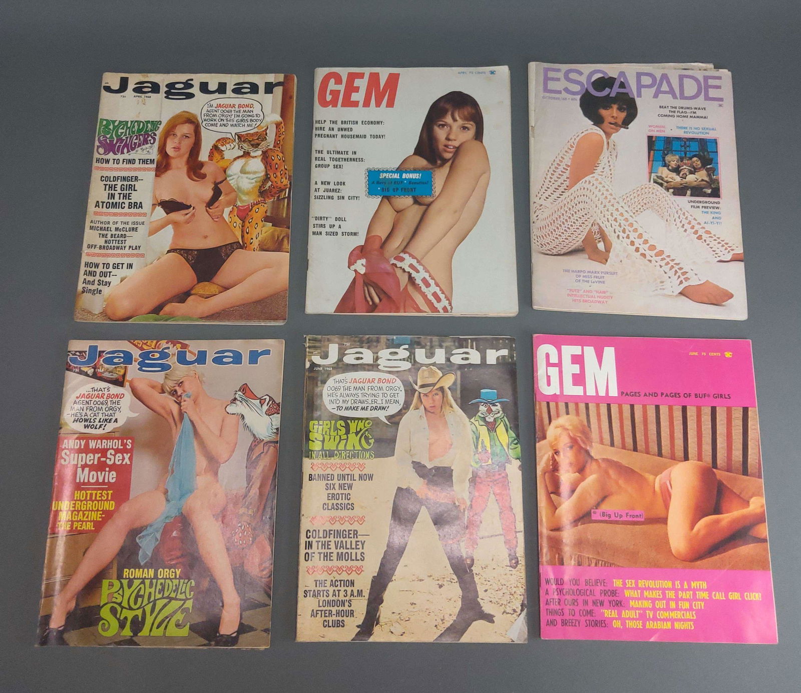 5 Adult Magazines c.1960s Gem Jaguar Escapade (1 of 2)