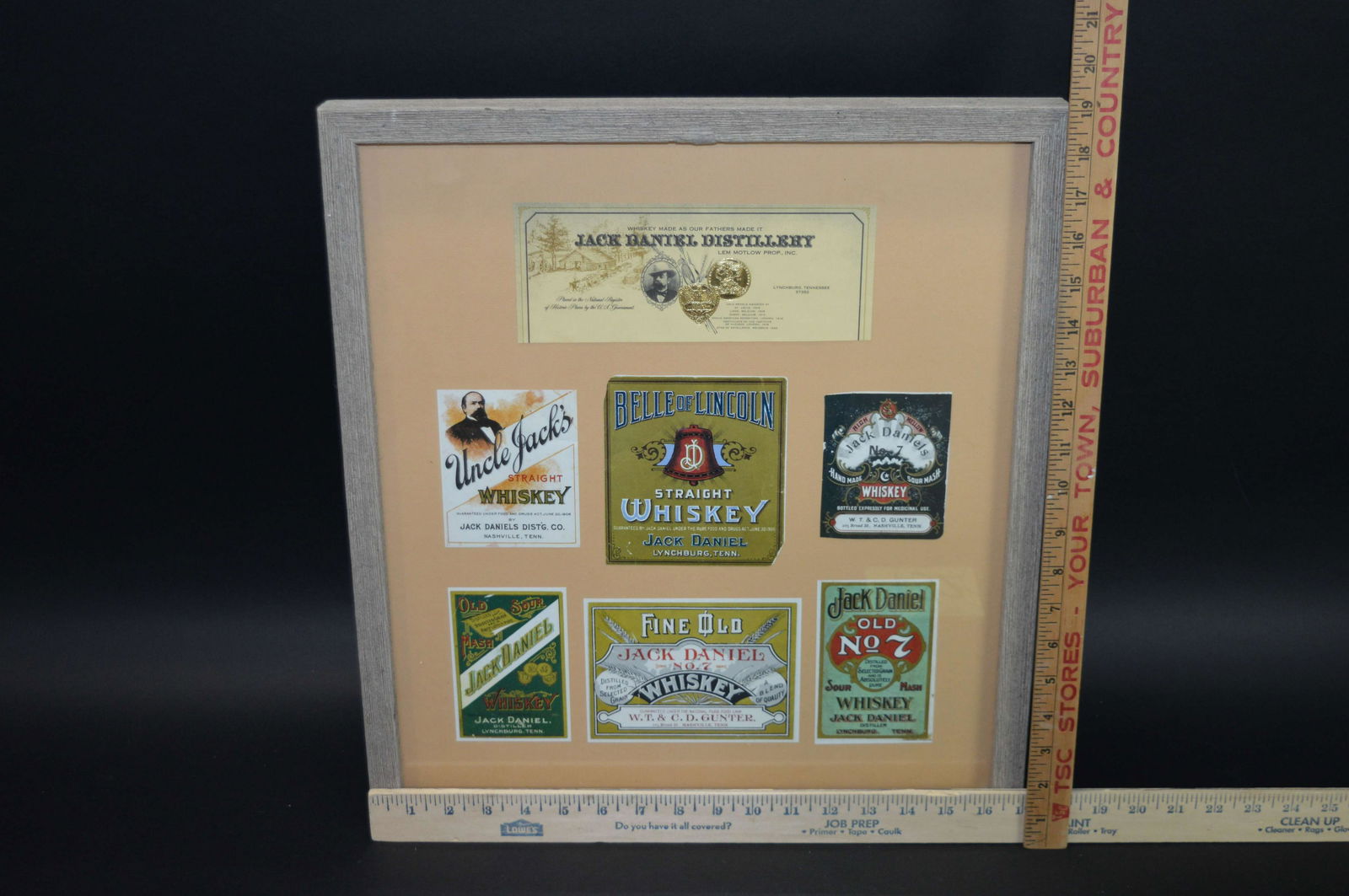 Framed Reproduction Jack Daniels Whiskey Labels (1 of 1)