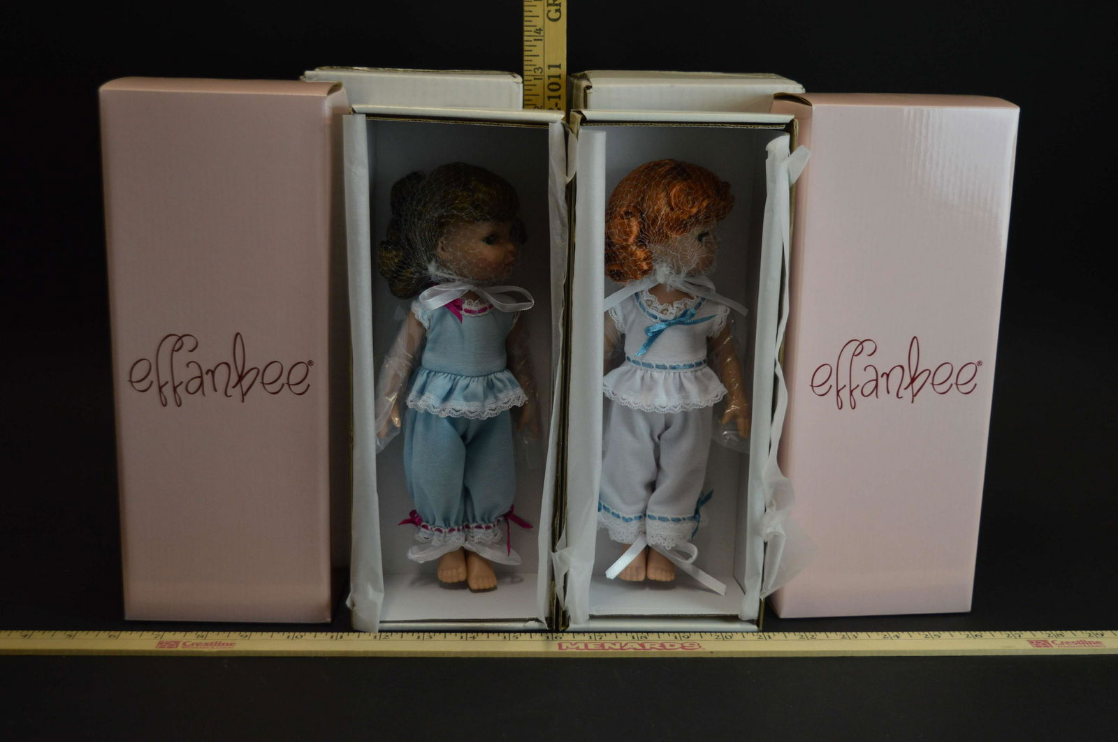 2 Effanbee Dolls 2008 Basic Babette & Mimi: 2 Effanbee dolls, including "2008 Basic Babette" E8PFBD01 & "2008 Basic Mimi" E8PFBD02.