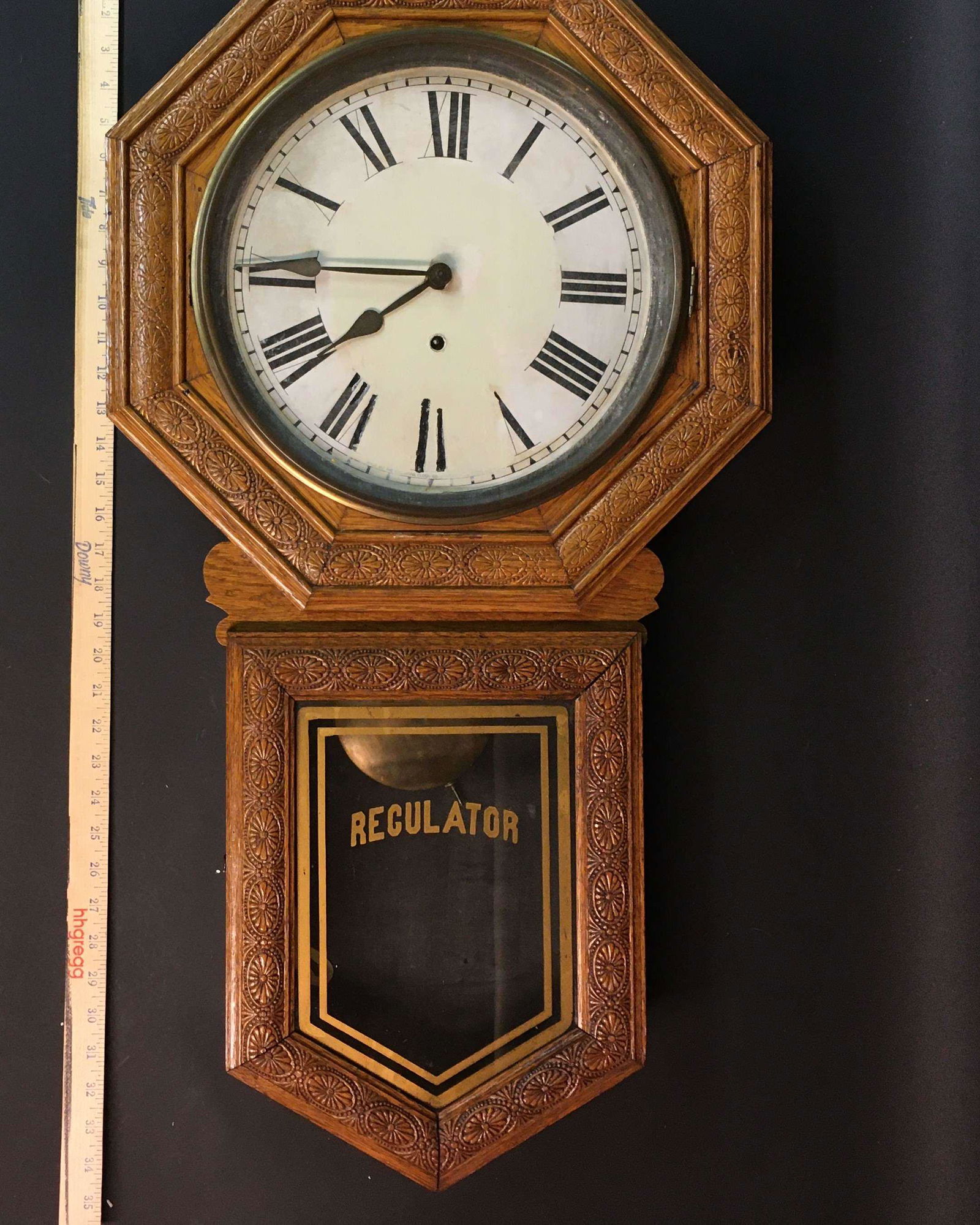Victorian Pressed Oak Sessions Regulator Clock May 24, 2020 AAA