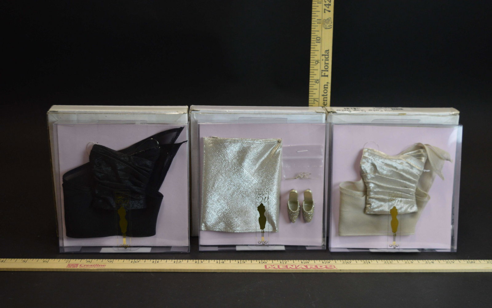3 Tonner Doll Accessory Sets: 3 Tonner doll accessory sets, including "Intermission Bustier" T8BQOF07, "Encore Accessory Set" T8BQAC02, and "Center Stage Bustier" T8BQOF12