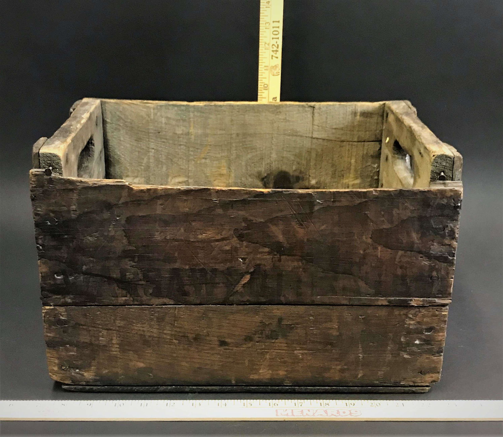 Antique Warsaw Wood Crate: An antique Warsaw wood crate.