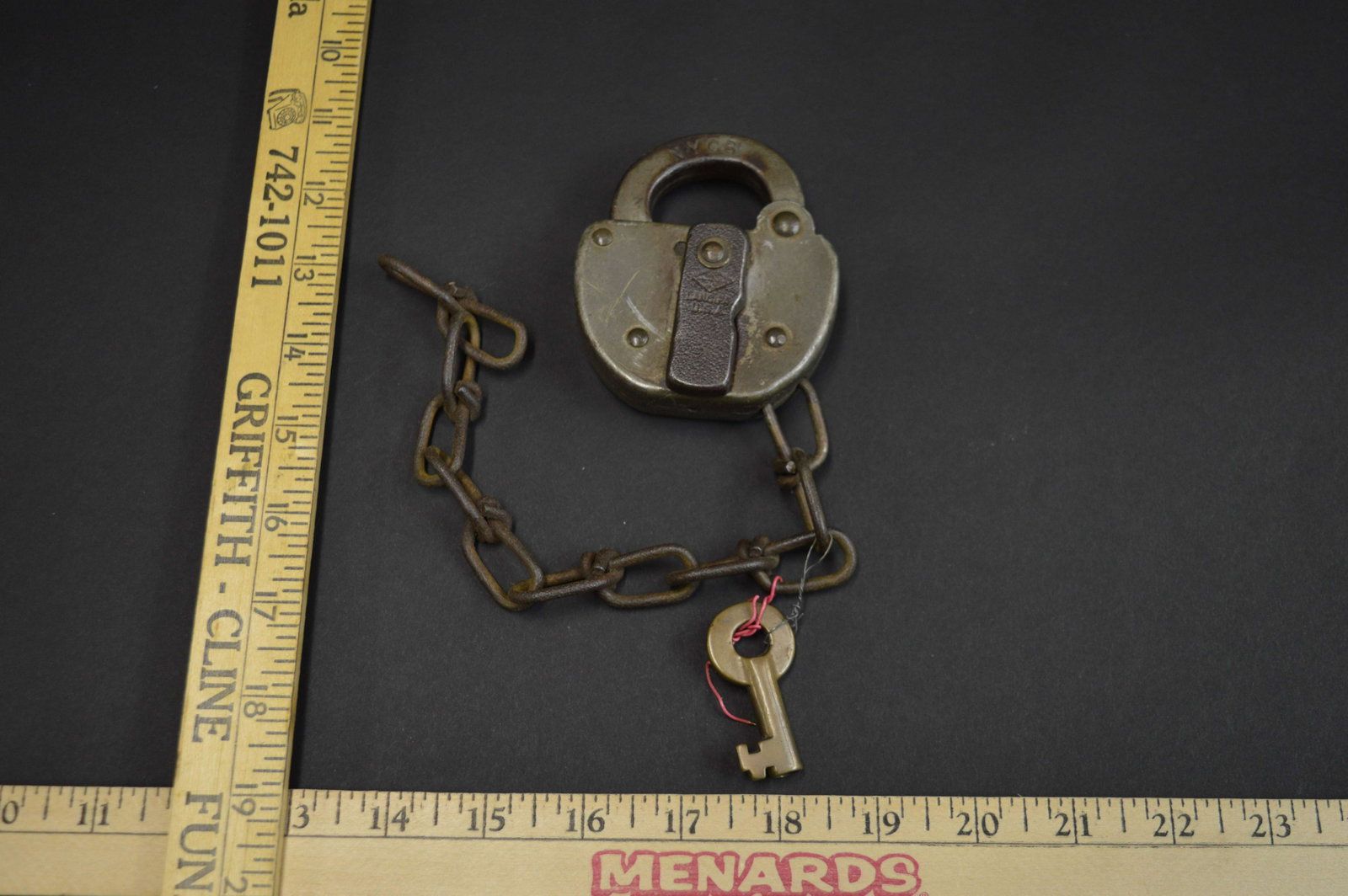 New York Central System Railroad Lock & Key: A New York Central System railroad lock and key.