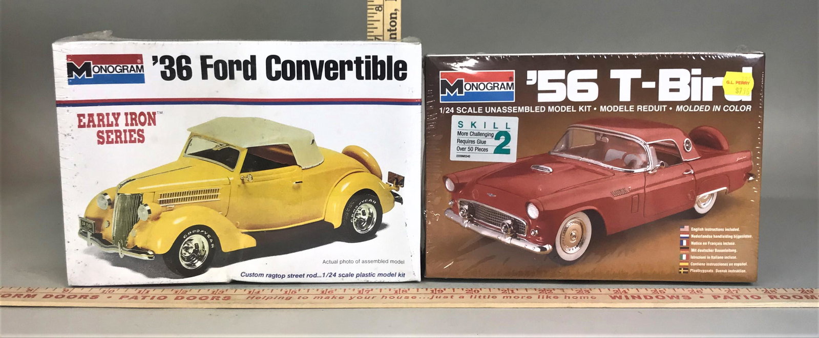 2 Monogram 1:24 Model Kits '36 Ford Convertible '56: 2 Monogram 1:24 model kits including '36 Ford Convertible & '56 T-Bird