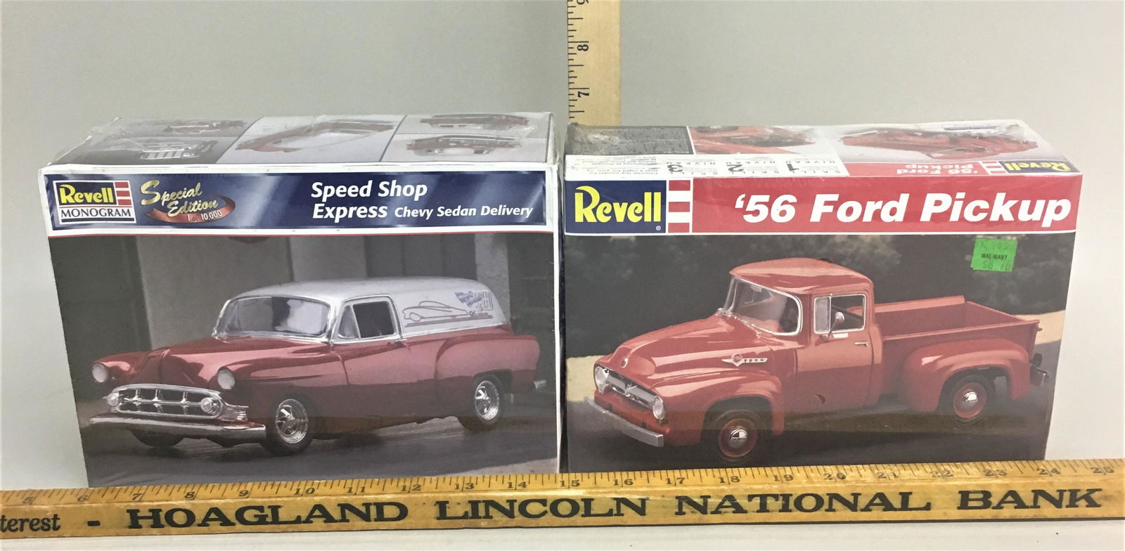 2 Revell 1:25 Model Kits '56 Ford Pickup Chevy Sedan: 2 Revell 1:25 model kits including '56 Ford Pickup & Speed Shop Express Chevy Sedan Delivery.