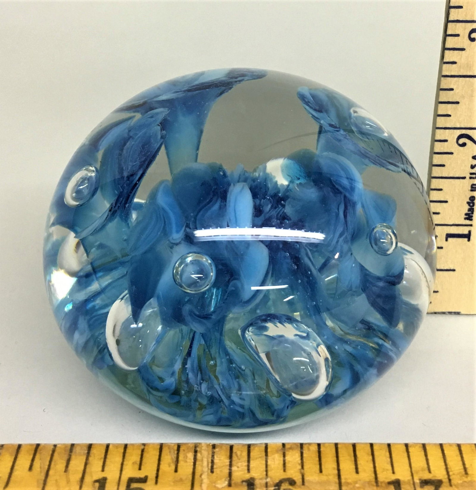 Joe Rice Art Glass Paperweight: A Joe Rice art glass paperweight.