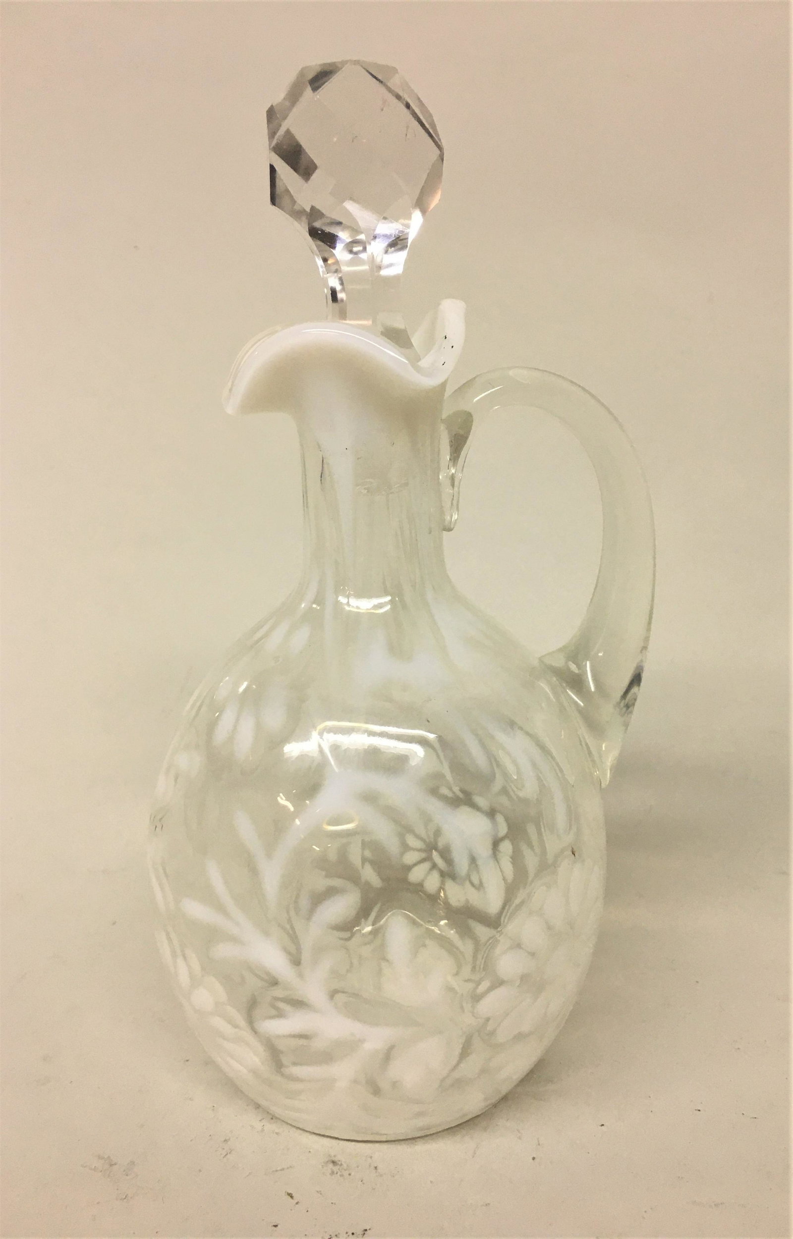 EAPG Northwood Daisy & Fern Opalescent Glass Cruet: A Northwood "Daisy & Fern" opalescent glass cruet.