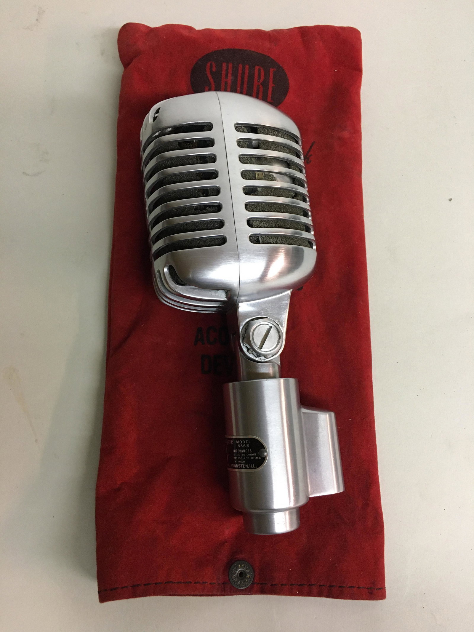 Vintage Shure Unidyne Model 556S Microphone: A vintage Shure Unidyne model 556S microphone.
