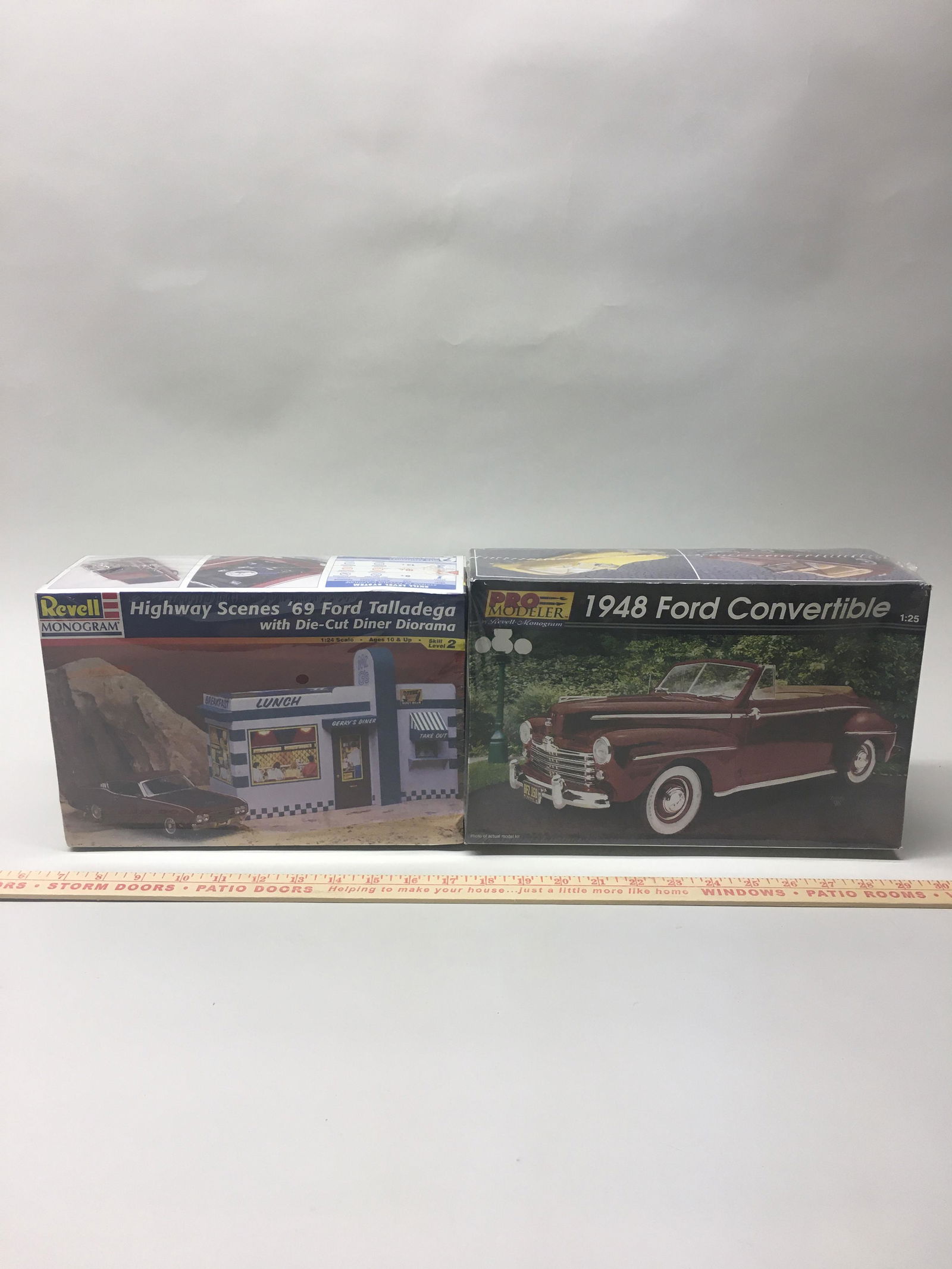 2 Monogram Model Car Kits: Monogram Green Hornet Model Car Kit /Revell Monogram Highway Scene "69 Ford Talladega # 85-7803 Model Car Kit