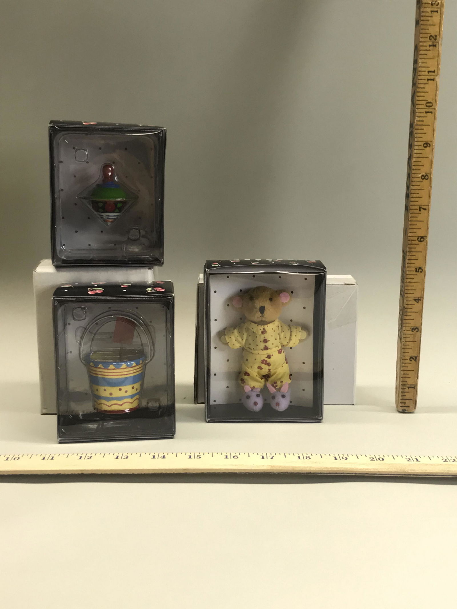 (3) Mary Engelbreit Effanbee Doll Accessories: Tonner Doll Accessories, Mary Engelbreit Top T6-MEAC-04, Bucket T6-MEAC-02 and Bedtime Bear T6-MEAC-01, in original boxes
