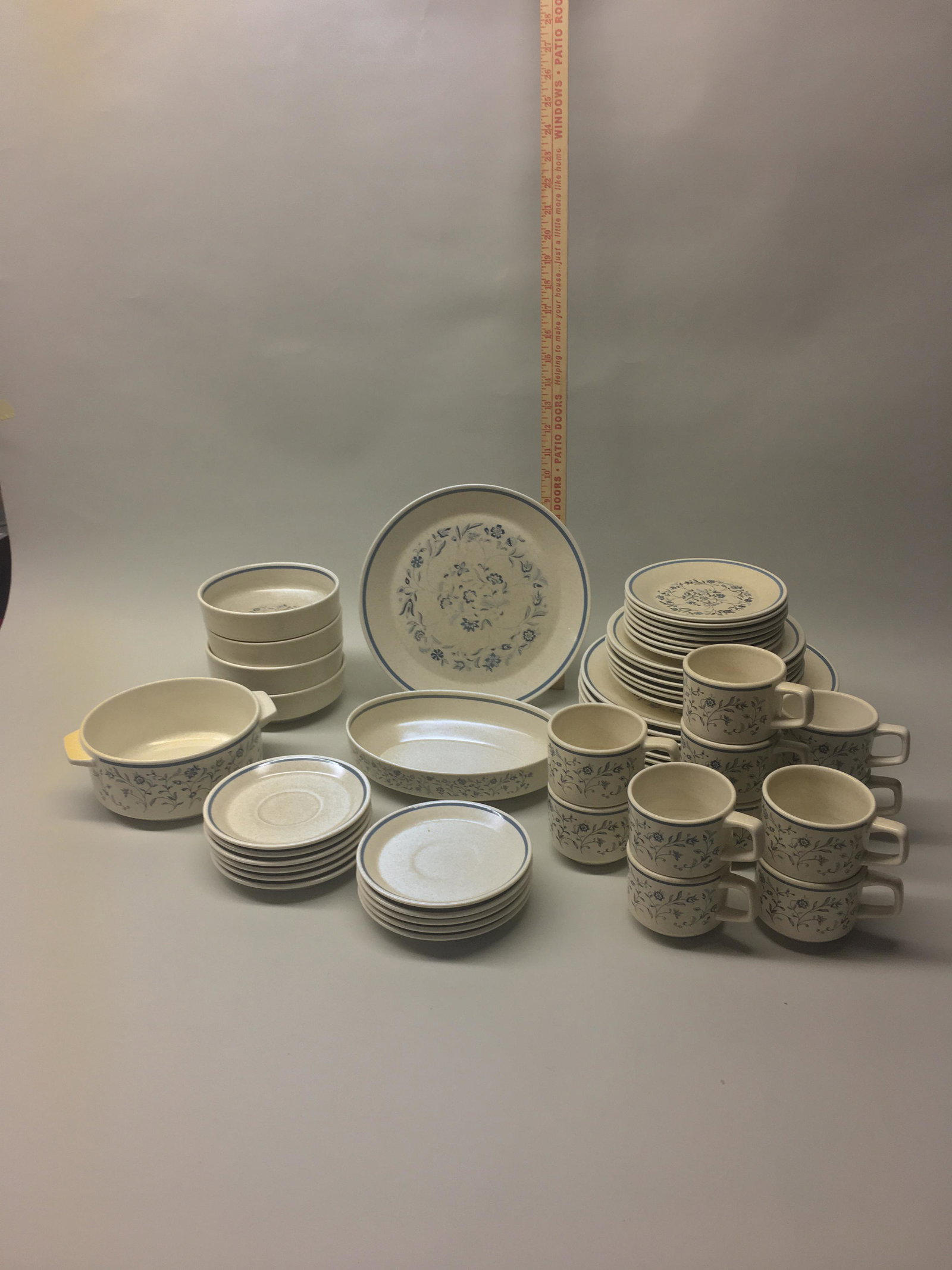 Set of Lenox Temper-Ware Blue Breeze Dinnerware: A set of Lenox Temper-Ware "Blue Breeze" dinnerware.
