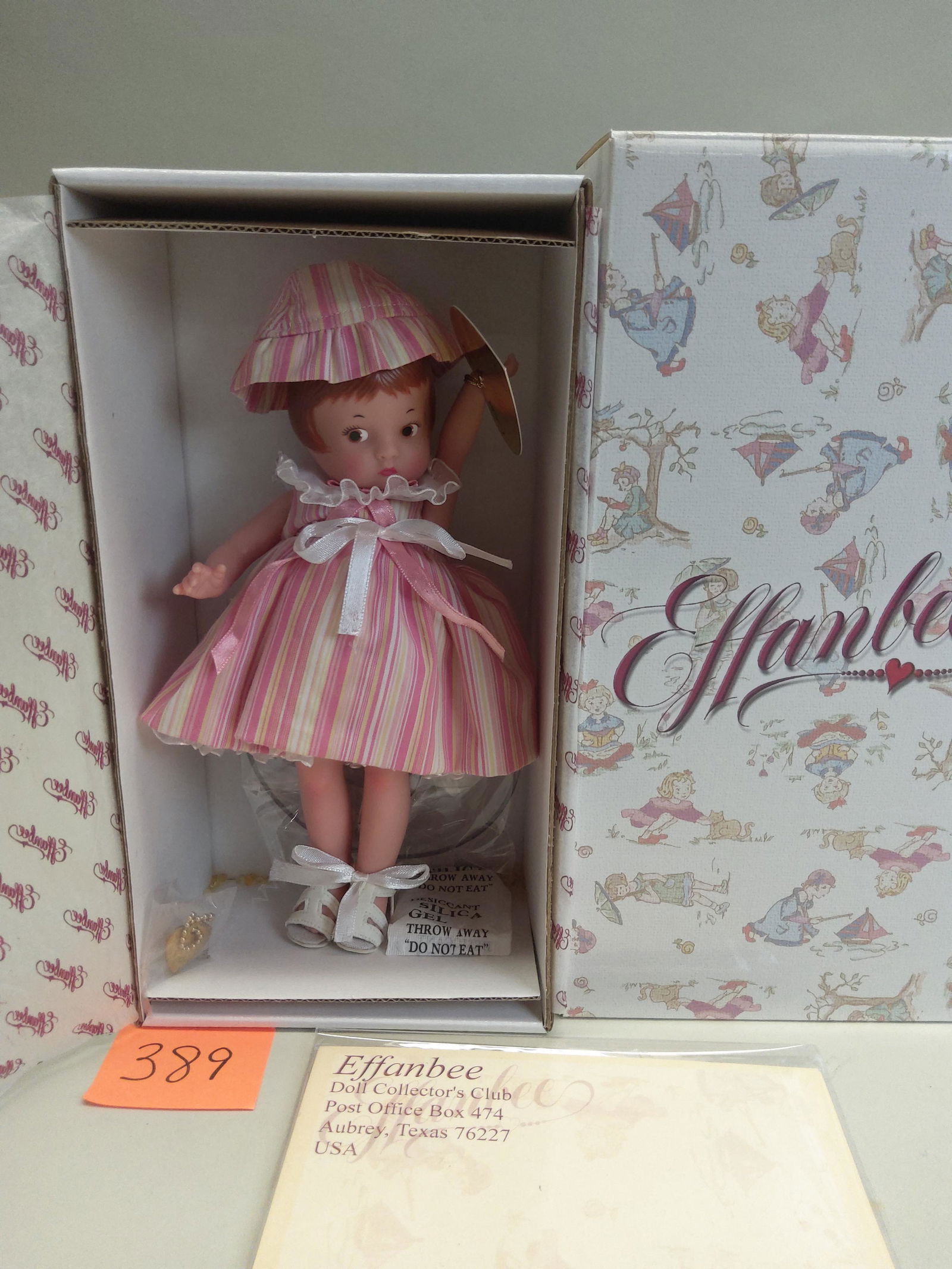 Effanbee Patsyette Saucy Stripes Pink Doll: Effanbee Patsyette Saucy Stripes Pink Doll, in original box. E5-Y09D-10-002