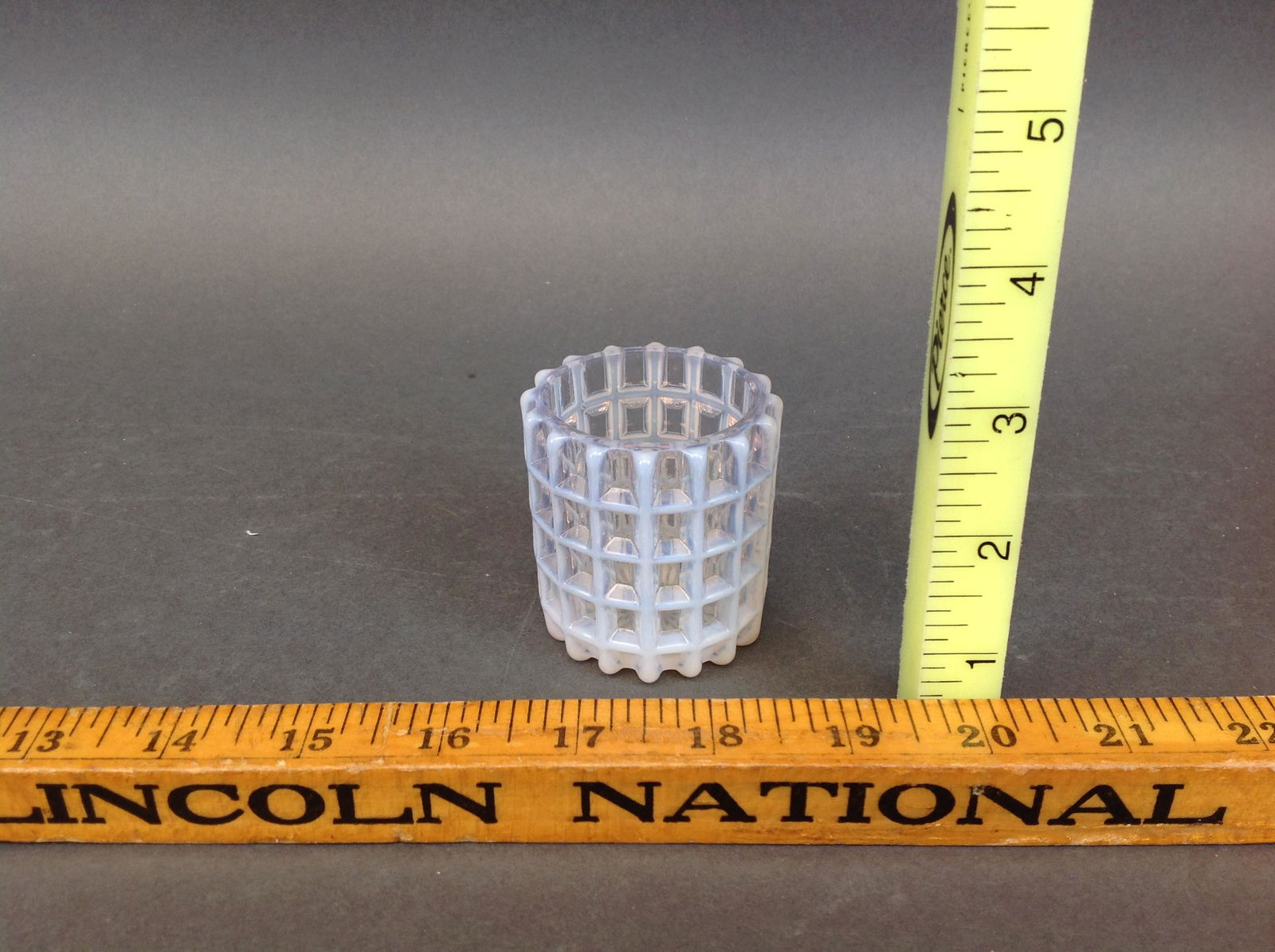 EAPG Beatty Honeycomb Opalescent Glass Toothpick: An EAPG Beatty "Honeycomb" opalescent glass toothpick holder.