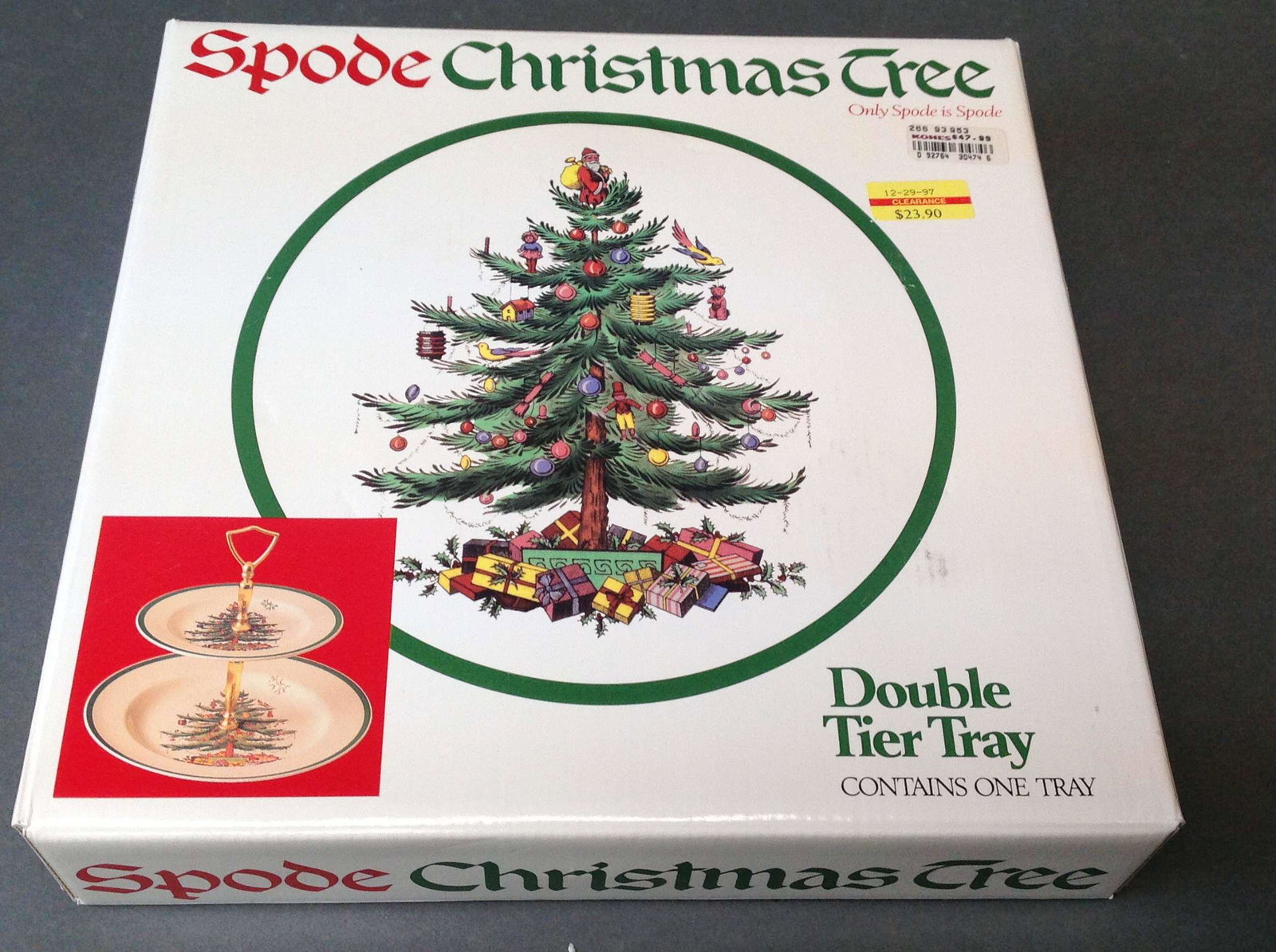 Spode Christmas Tree Double Tier Tray: A Spode "Christmas Tree" Double Tier Tray