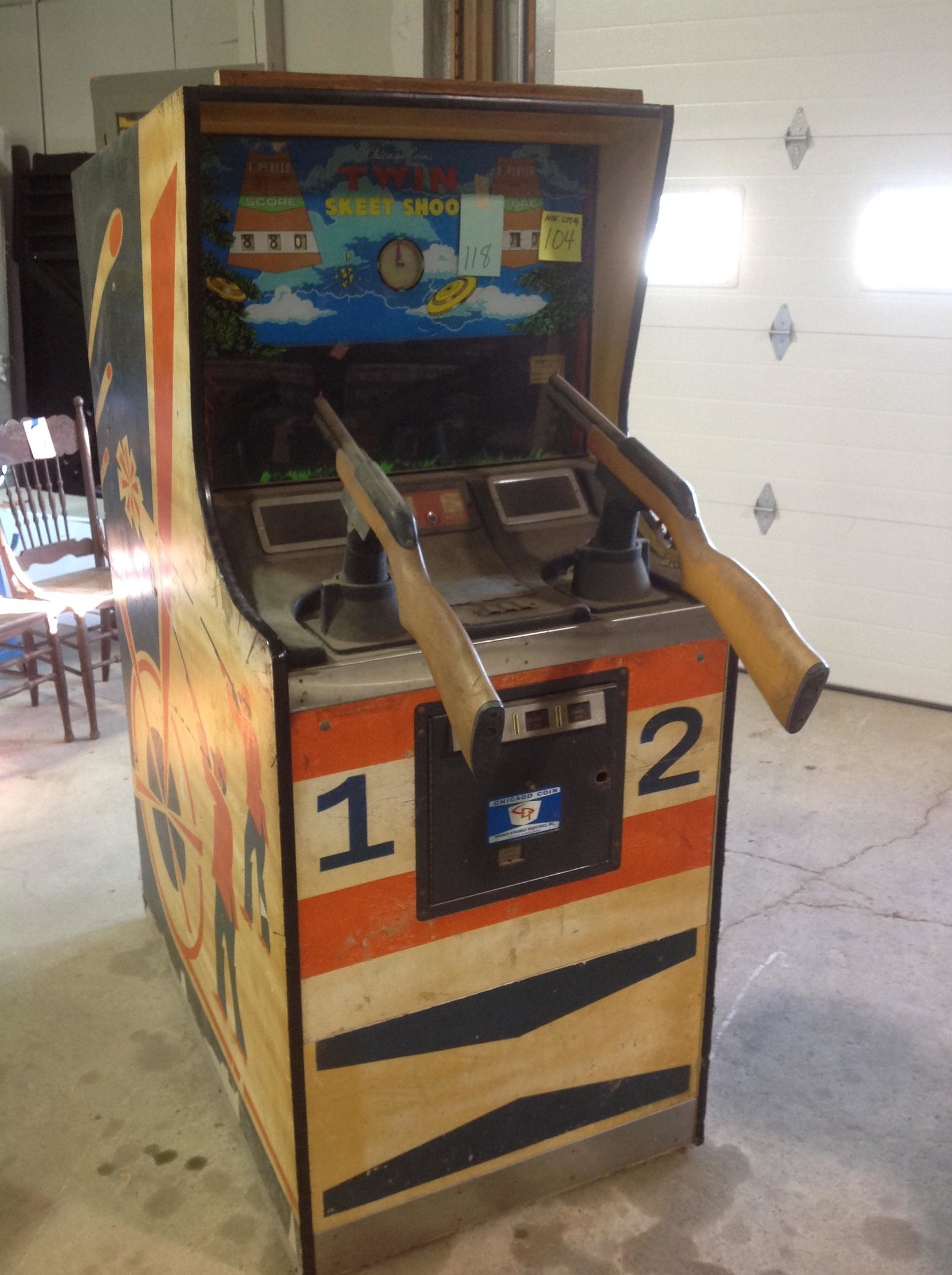1974 Chicago Coin: A 1974 Chicago Coin's Twin Skeet Shoot arcade machine. We have played the machine and is working at that time. Sold as is.