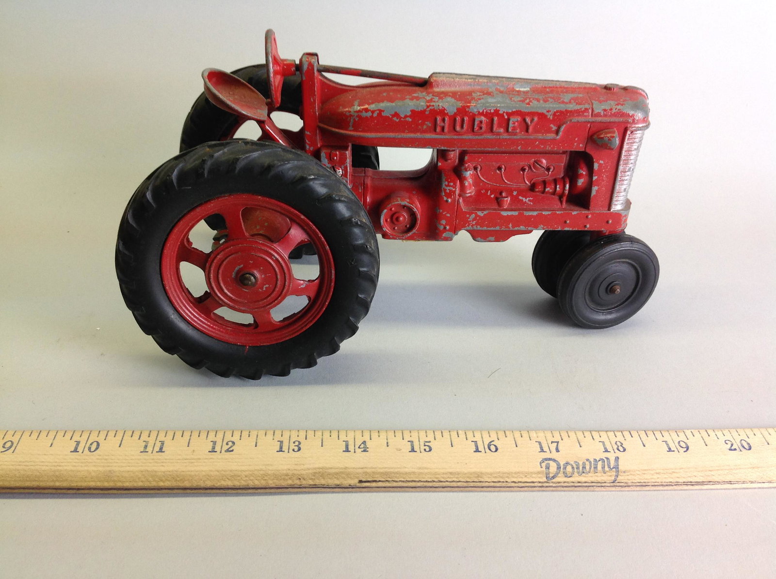 Red Pressed Steel Hubley Tractor: Vintage Hubley Red Farm Tractor