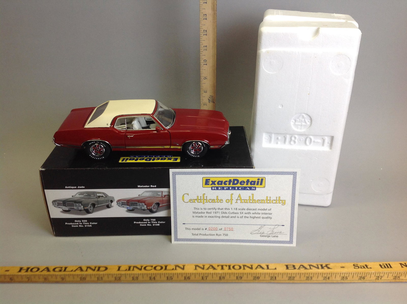 ExactDetail 1971 Olds Cutlass SX 1/18 Diecast Car Model: An ExactDetail 1971 Olds Cutlass SX 1/18 diecast car model.