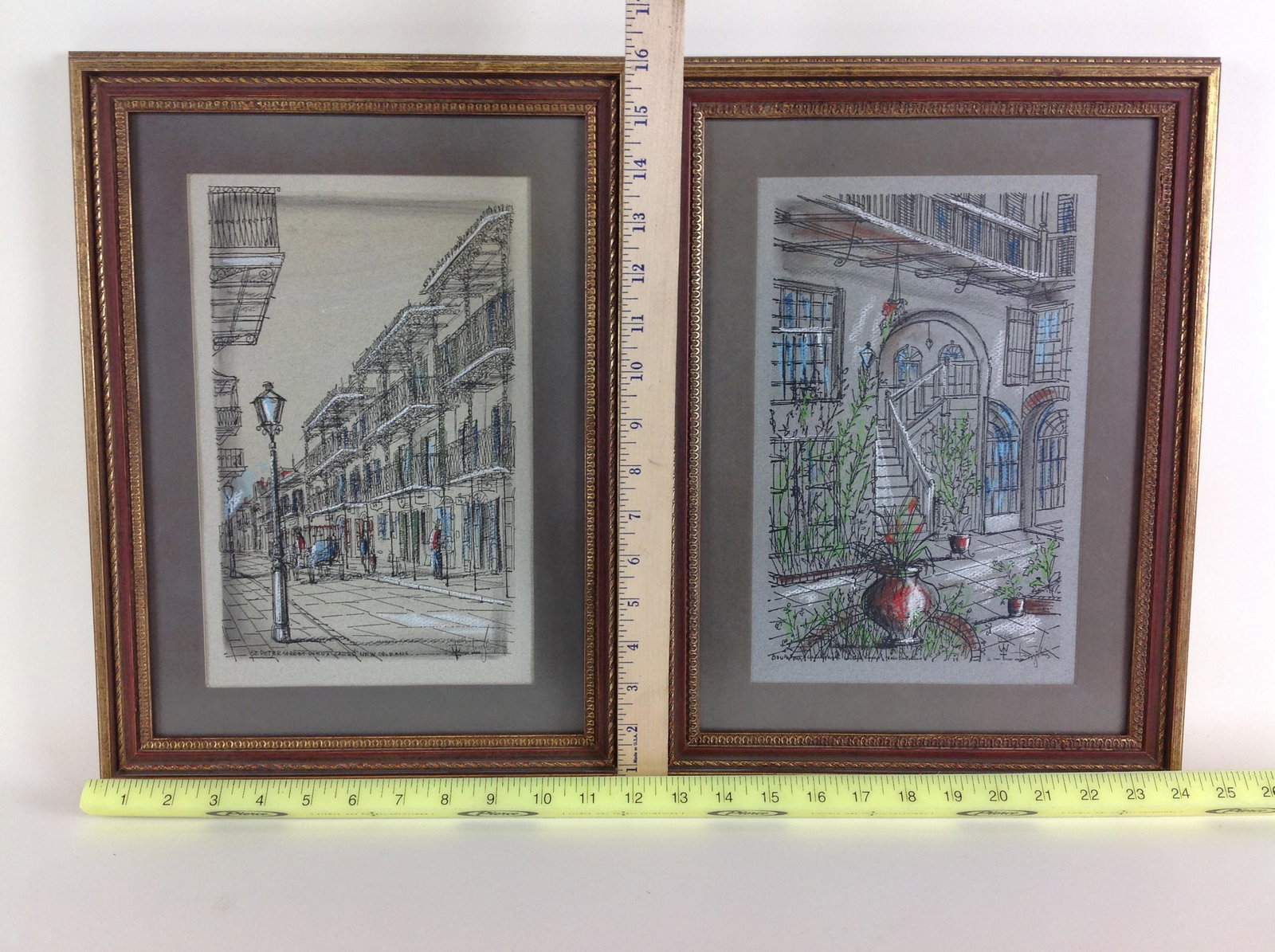 Pair Franz Weiss Color Enhanced Prints New Orleans: A pair of Fran Weiss color enhanced prints, depicting street scenes of New Orleans. Signed and dated lower right.