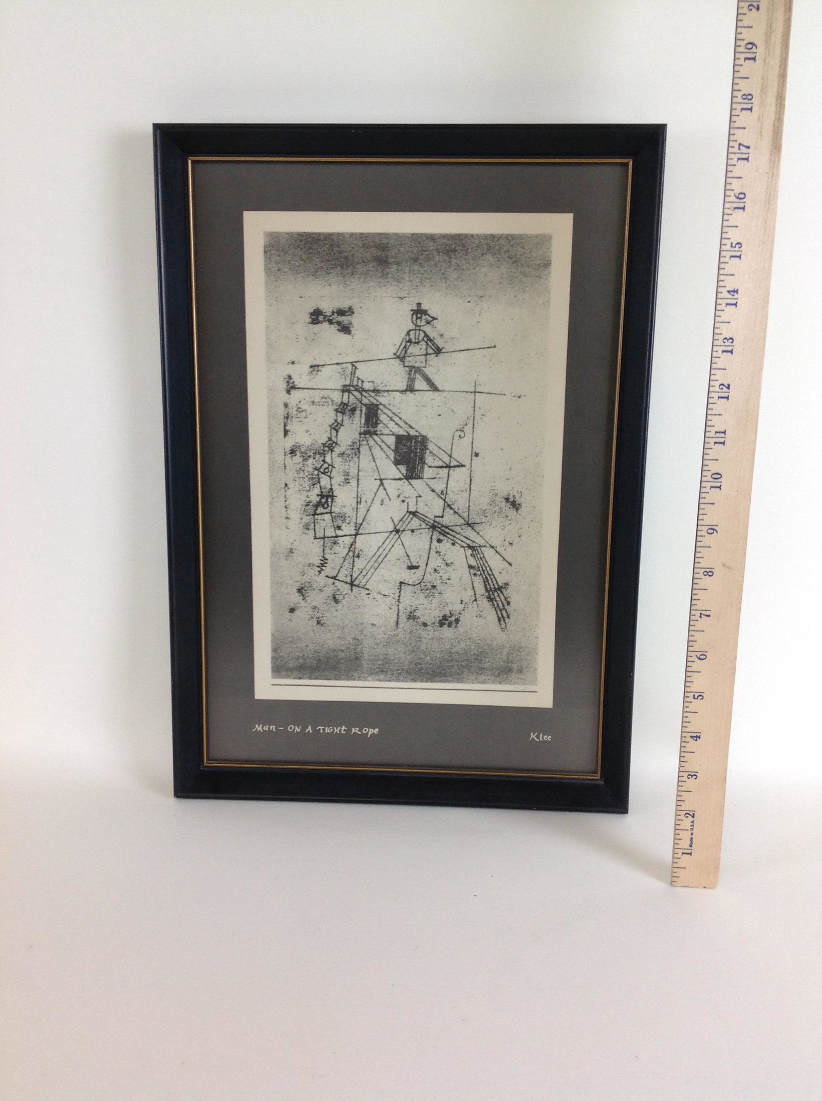 Paul Klee Man on a Tight Rope Pencil Signed Print: A Paul Klee "Man on a Tight Rope" print. Pencil signed lower right