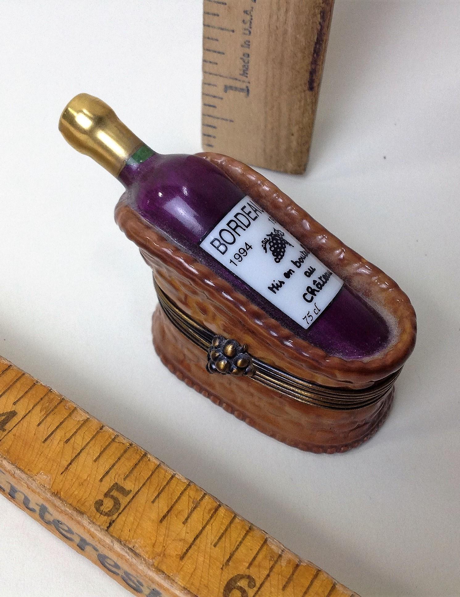 Eximious Limoges Porcelain Wine Bottle Box: An Eximious Limoges porcelain wine bottle box