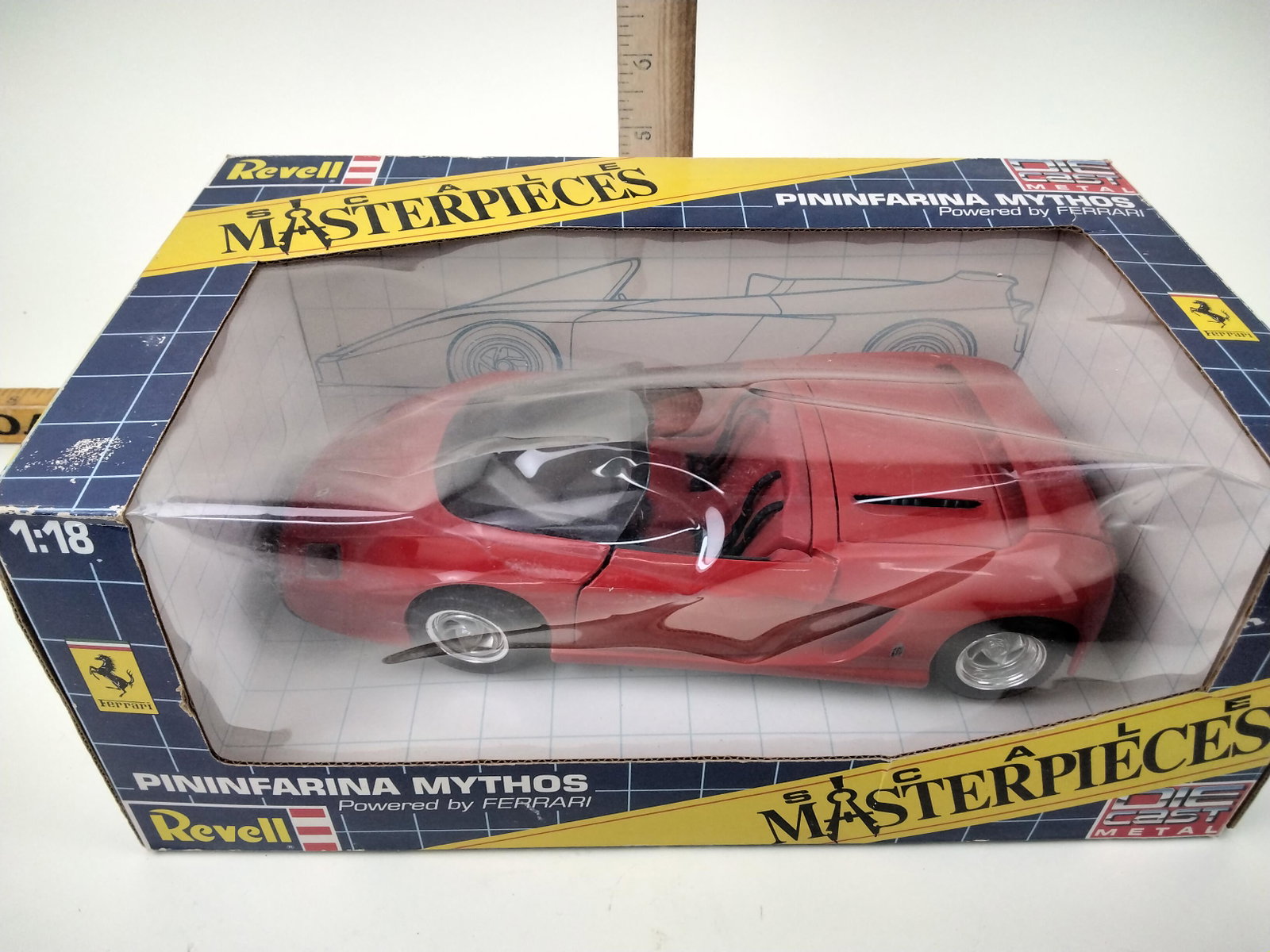 Pininfarina Mythos Powered by Ferrari Collector Car: Revell, Pininfarina Mythos Powered by Ferrari Collector Car, 1/18 scale, Die Cast, in original box has some wear