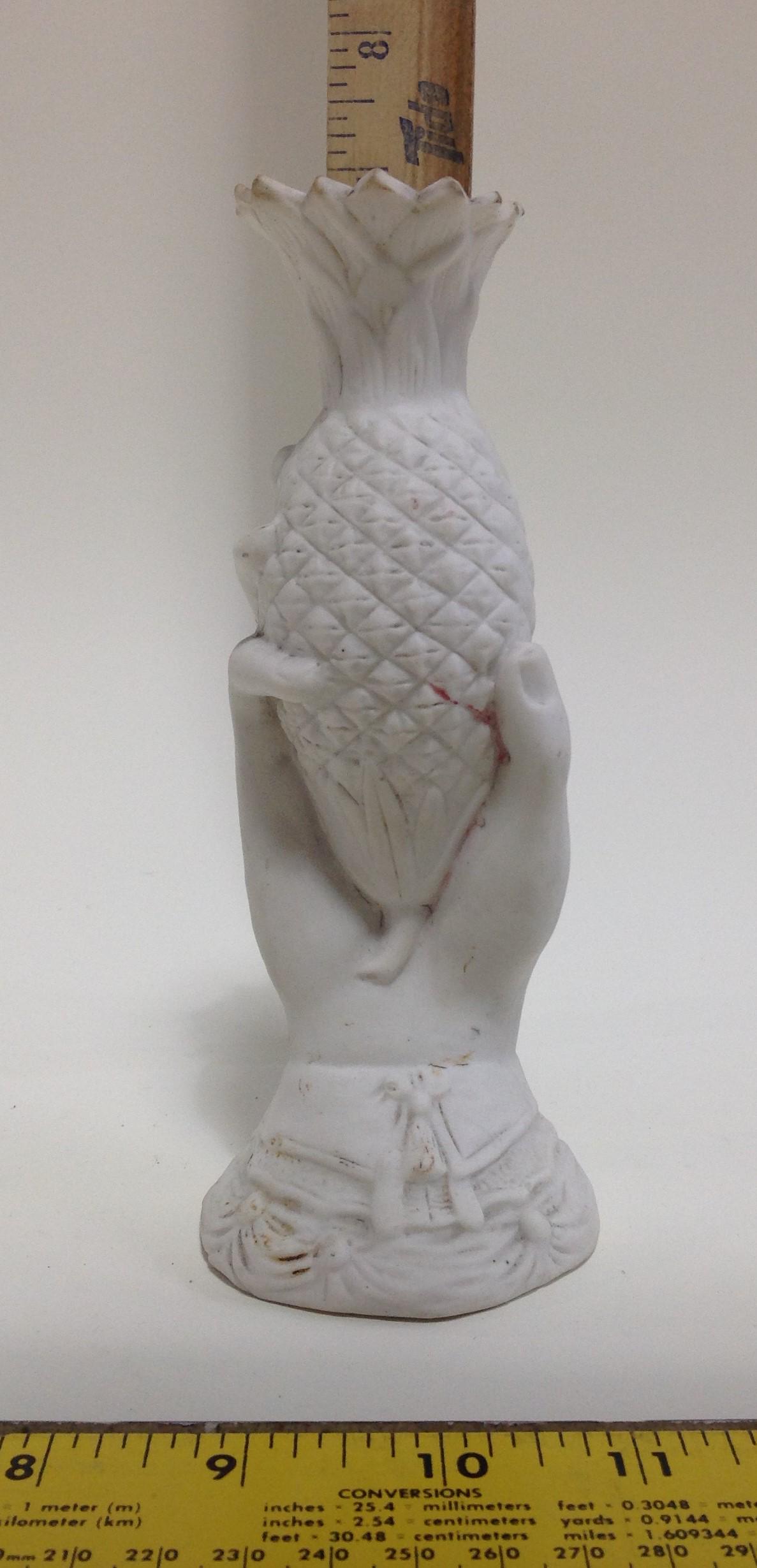 Victorian Bisque Porcelain Hand & Pineapple Vase (1 of 2)