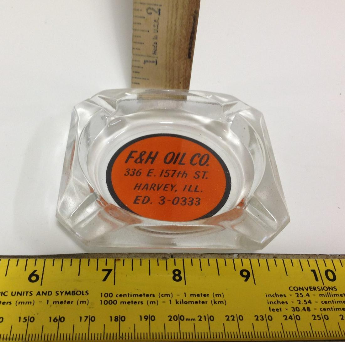 F&H Oil Co. Harvey, IL Advertising Ashtray: An F&H Oil Co. Harvey, IL advertising ashtray