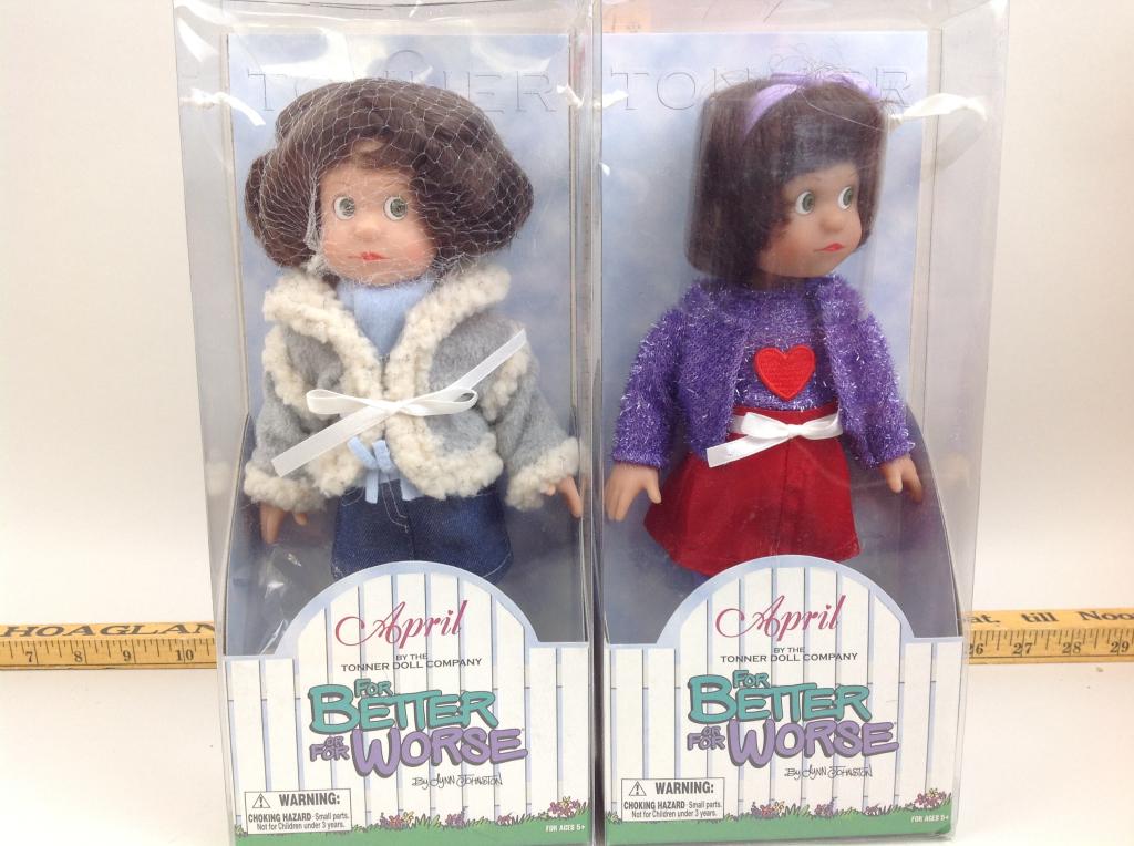 Tonner, For Better or For Worse, April Dolls: Tonner, For Better or For Worse, April Doll, Jazzy Girl FW0302 and Warm & Fuzzy FW0401, in original boxes
