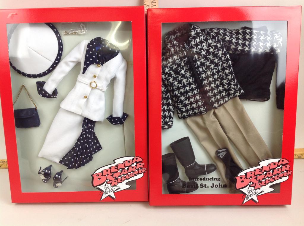 Effanbee Doll, (2) Doll accessories, Brenda Starr: Effanbee Doll, (2) Doll accessories, Brenda Starr Reporter, Hunt Club, E6-SJOF-01 and Press Club Luncheon E6-BSOF-04, in original boxes